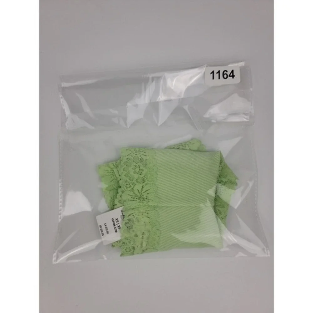 PINK Victoria's Secret Ribbed Lace Trim Cheeky Panty Mint Green XS NEW